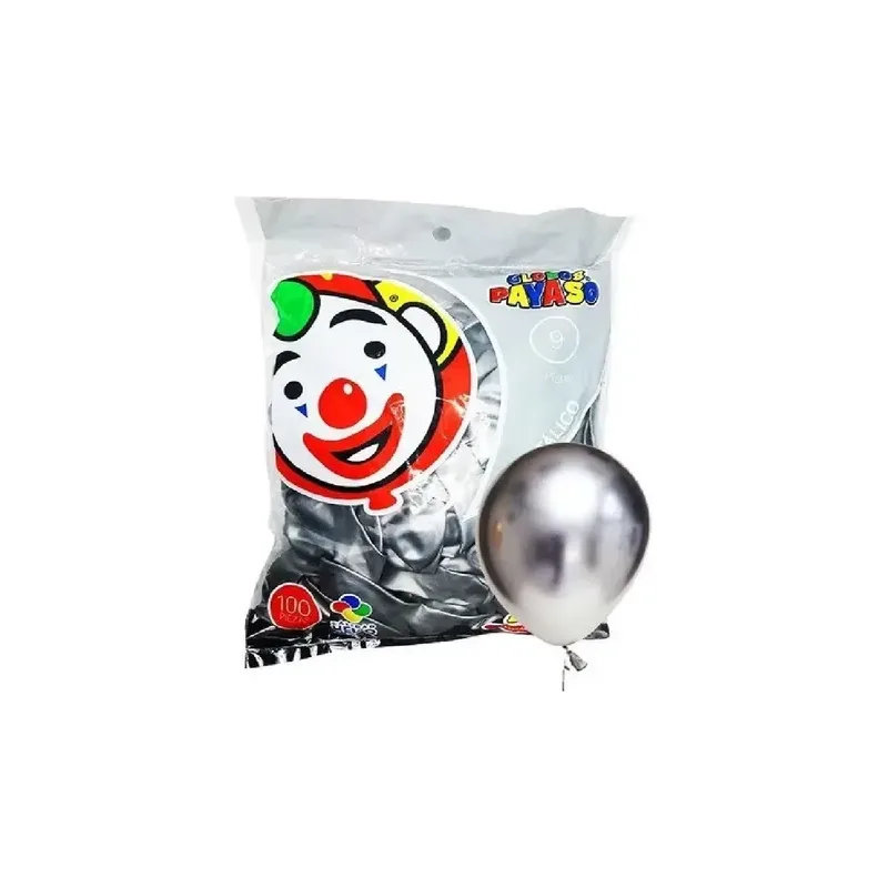 Globo Payaso #9 Plata C/100