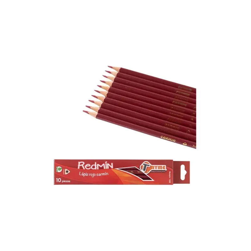 Redmin Lapiz rojo carmin 10pzas